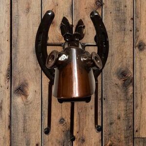 Horseshoe Horse Wall Hook, Brown Glaze Welded St Croix Forge Equestrian Tack
